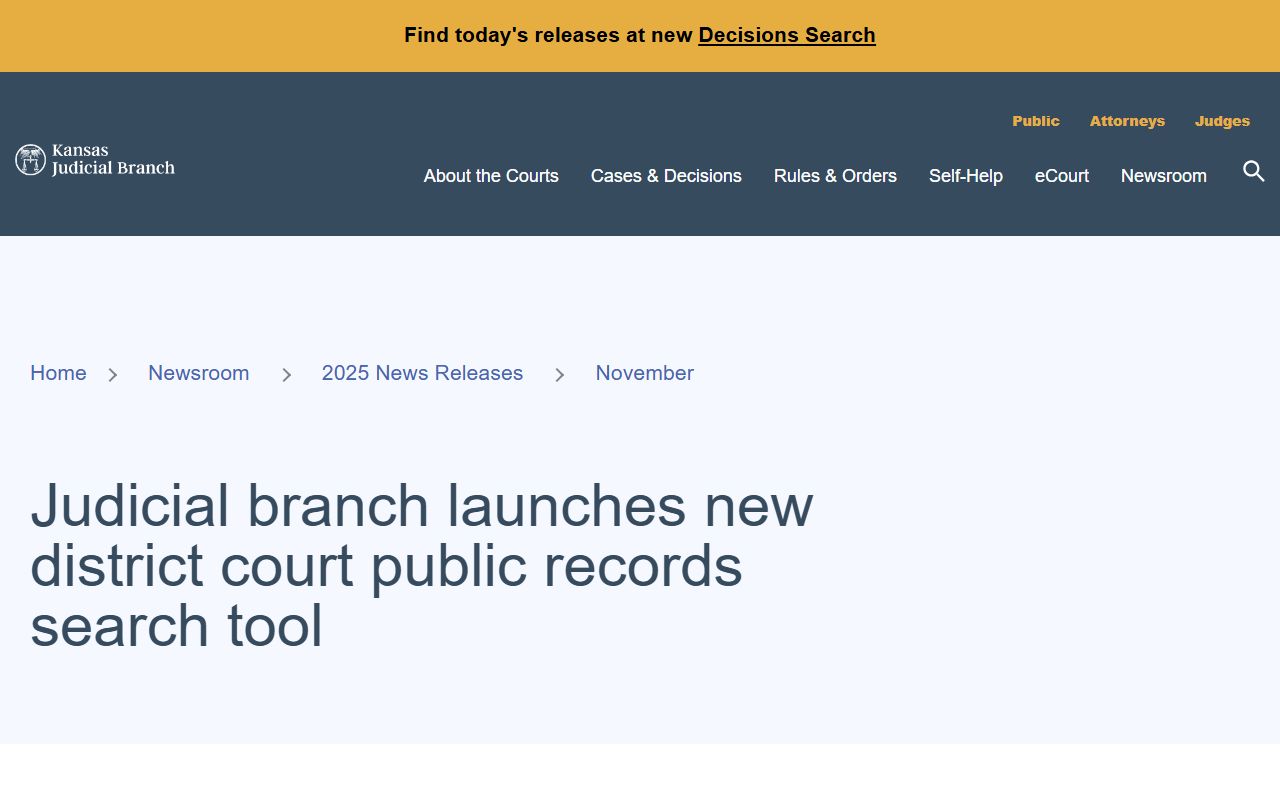 Wyandotte County court records CaseSearch launch announcement