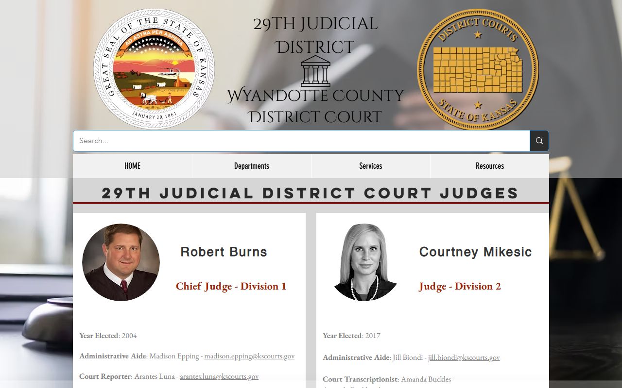 Wyandotte County court records district judge divisions and phone numbers