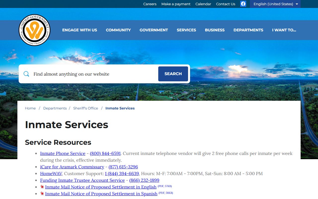 Wyandotte County inmate records inmate services page