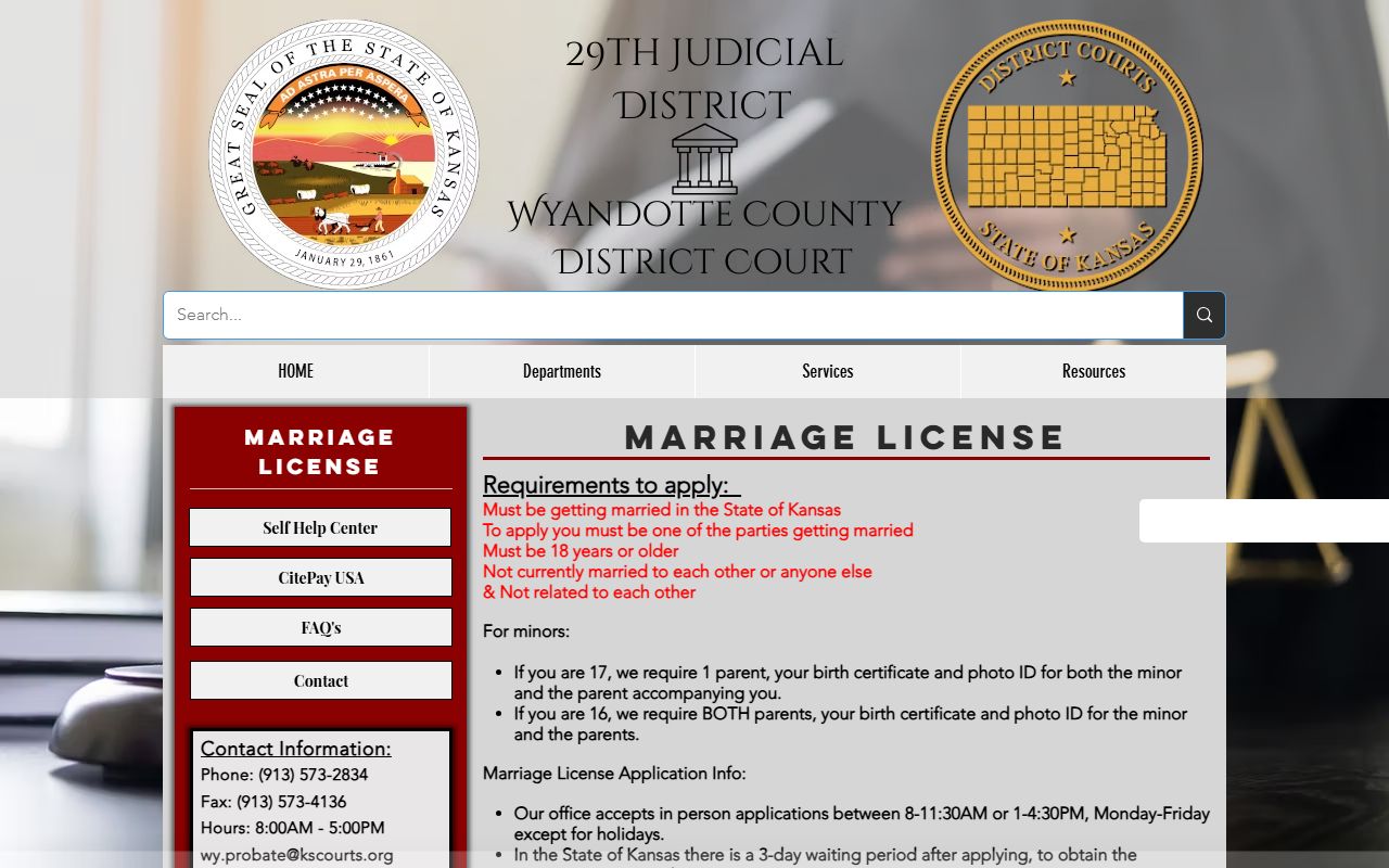 Wyandotte County marriage records license page