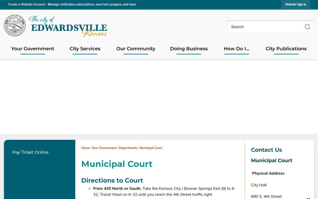 Wyandotte County traffic court records Edwardsville Municipal Court page